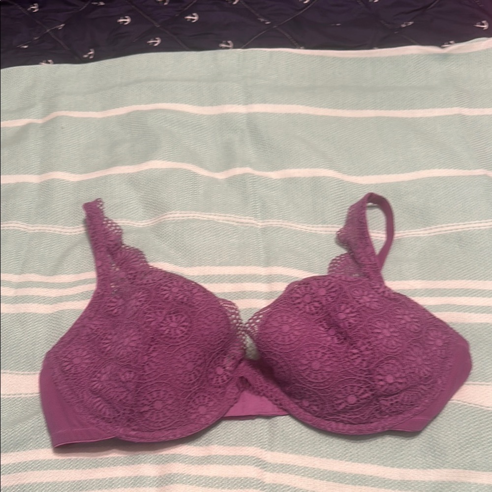 Adore Me Purple Jacquard Full Coverage Bra